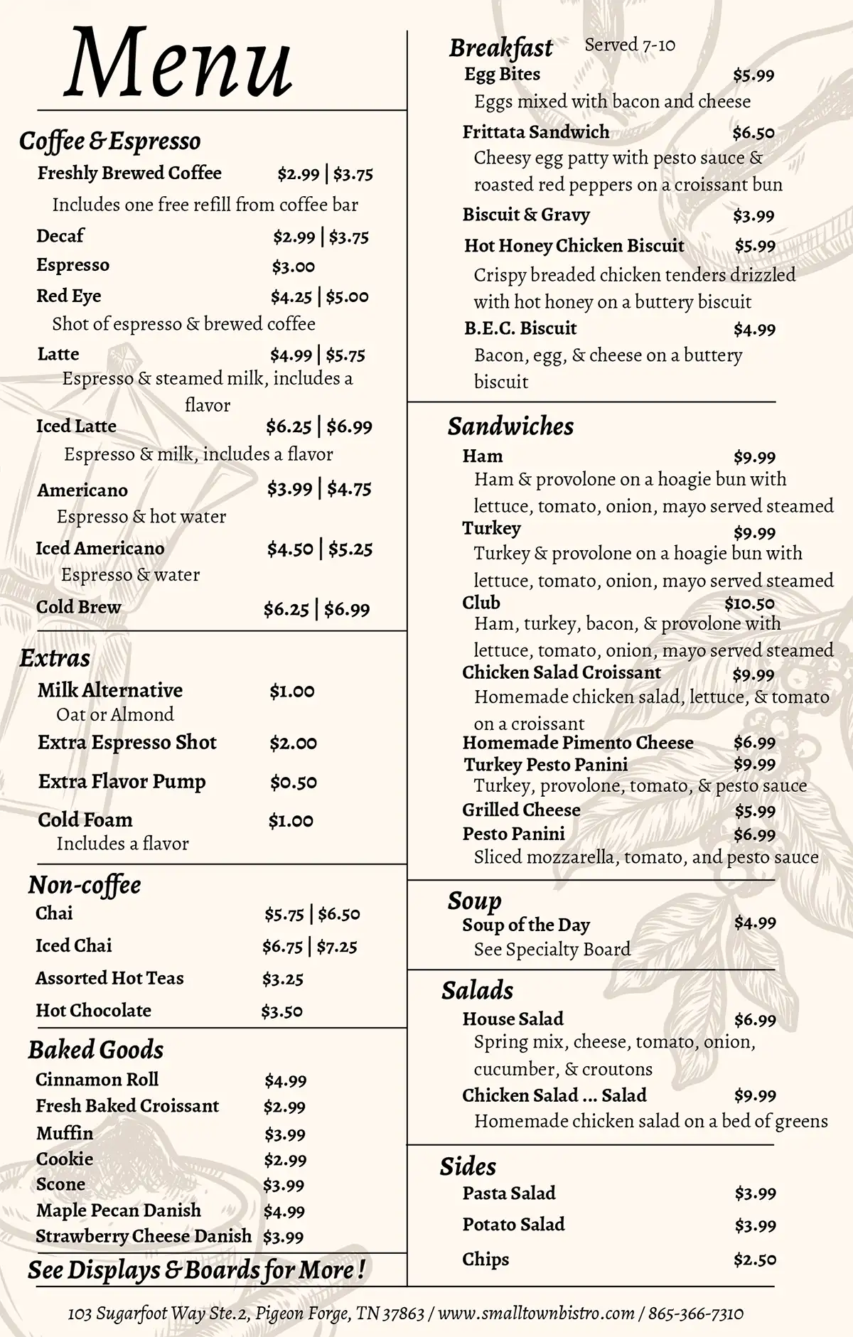 our menu